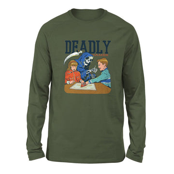 Deadly Games Men/Unisex Drop Shoulder Sweatshirt in Military Green color